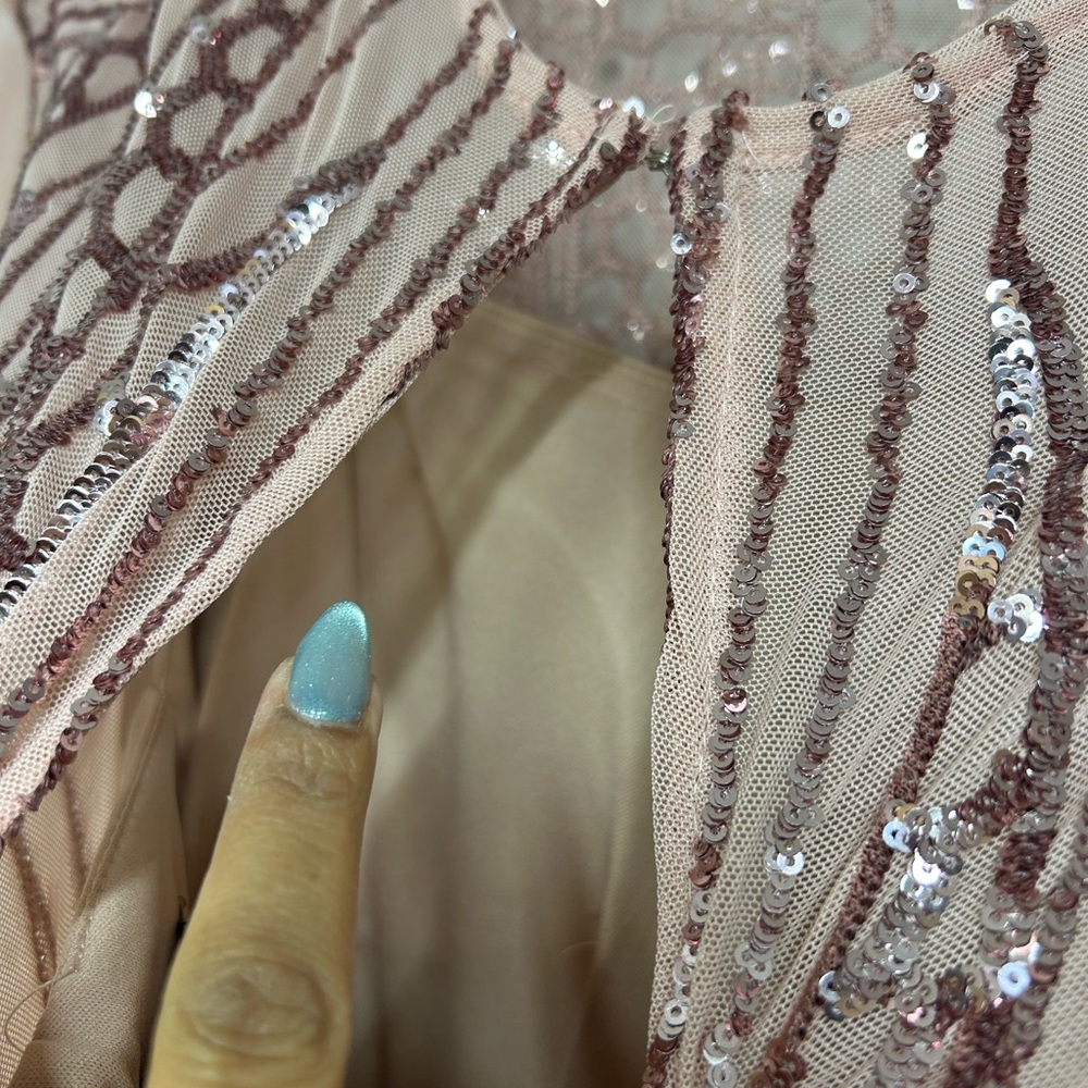 R&M Richards Blush Pink Sequin Prom Dress - Picture 6 of 10
